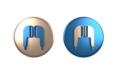 Colorful Air headphones icon icon isolated on white background. Holder wireless in case earphones garniture electronic gadget. Circle button. 3D render illustration