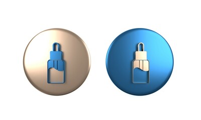 Colorful Vape liquid bottle for electronic cigarettes icon isolated on white background. Circle button. 3D render illustration