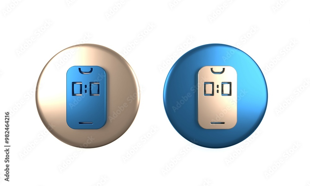 Aufkleber colorful alarm clock app smartphone interface icon isolated on white background. circle button. 3d r
