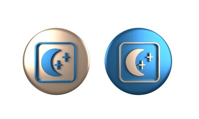 Colorful Moon and stars icon isolated on white background. Cloudy night sign. Sleep dreams symbol. Full moon. Night or bed time sign. Circle button. 3D render illustration