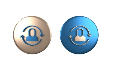 Colorful Exchange work icon isolated on white background. Information exchange between people. Employee or people Replacement or swap position concept. Circle button. 3D render illustration