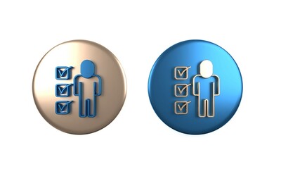 Colorful Resume icon isolated on white background. CV application. Searching professional staff. Analyzing personnel resume. Circle button. 3D render illustration