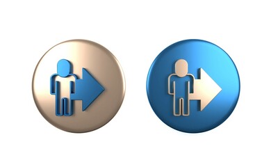 Colorful Leader of a team of executives icon isolated on white background. Circle button. 3D render illustration