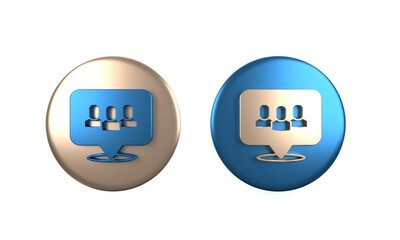 Fototapeta premium Colorful Project team base icon isolated on white background. Business analysis and planning, consulting, team work, project management. Developers. Circle button. 3D render illustration