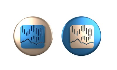 Colorful Northern lights icon isolated on white background. Circle button. 3D render illustration