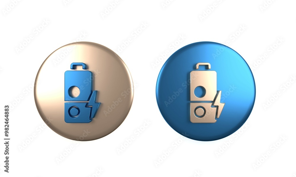 Poster colorful battery charge level indicator icon isolated on white background. circle button. 3d render 