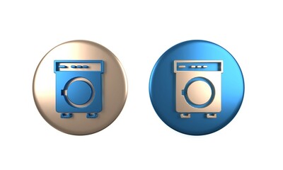 Colorful Washer icon isolated on white background. Washing machine icon. Clothes washer - laundry machine. Home appliance symbol. Circle button. 3D render illustration