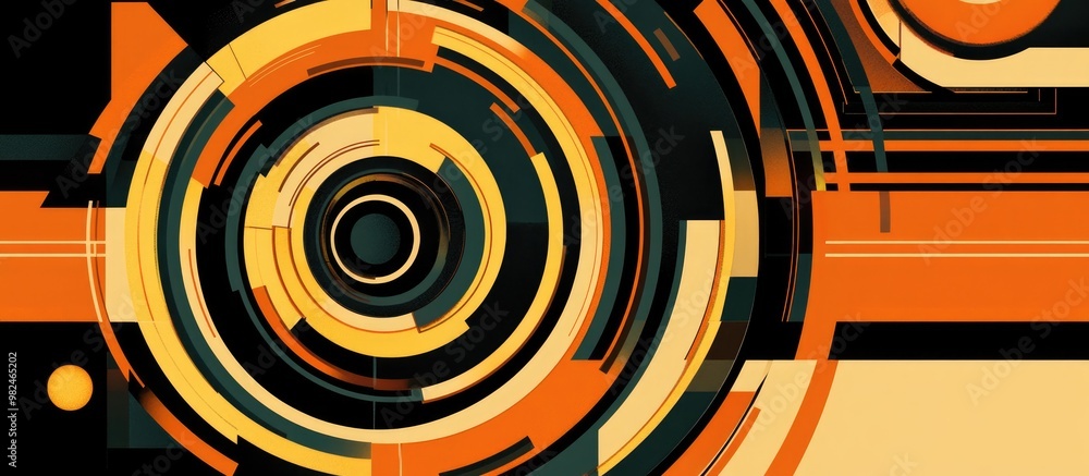 Poster abstract geometric design featuring a radial motif with concentric elements