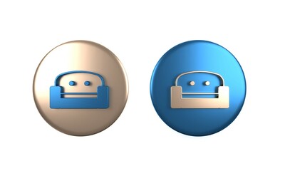 Obraz premium Colorful Armchair icon isolated on white background. Circle button. 3D render illustration