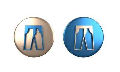 Colorful Pants icon isolated on white background. Trousers sign. Circle button. 3D render illustration