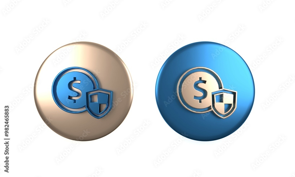 Canvas Prints colorful money with shield icon isolated on white background. insurance concept. security, safety, p