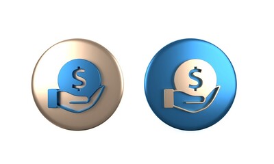 Colorful Money with shield icon isolated on white background. Insurance concept. Security, safety, protection, protect concept. Circle button. 3D render illustration