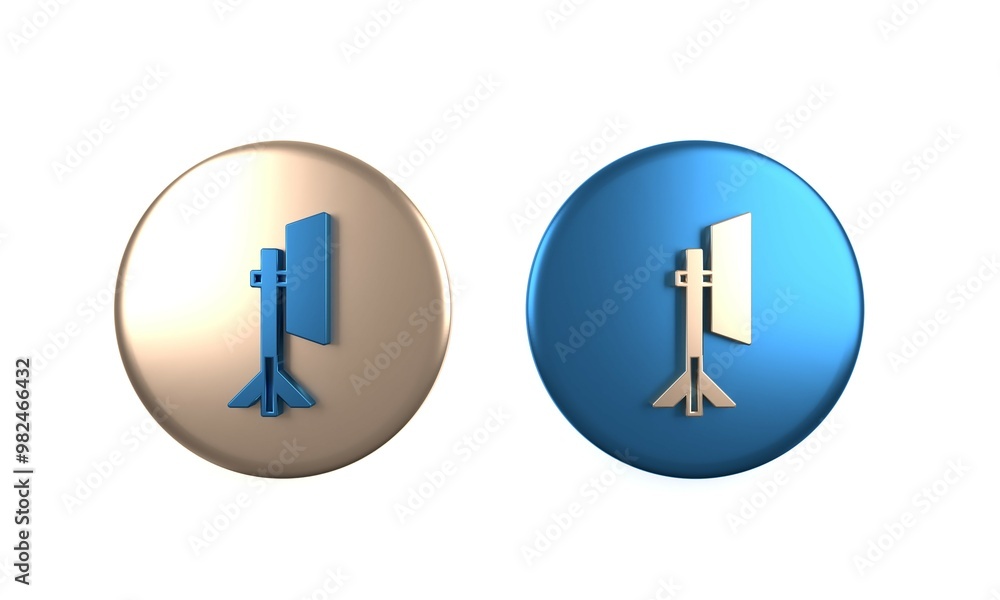 Poster colorful studio light bulb in softbox icon isolated on white background. shadow reflection design. c