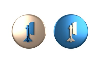 Obraz premium Colorful Studio light bulb in softbox icon isolated on white background. Shadow reflection design. Circle button. 3D render illustration