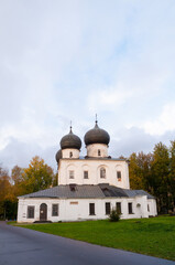 Veliky Novgorod, Russia. Cathedral of the Nativity of our Lady in cloudy autumn day