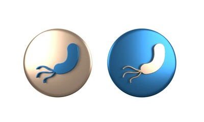 Colorful Bacteria icon isolated on white background. Bacteria and germs, microorganism disease causing, cell cancer, microbe, virus, fungi. Circle button. 3D render illustration