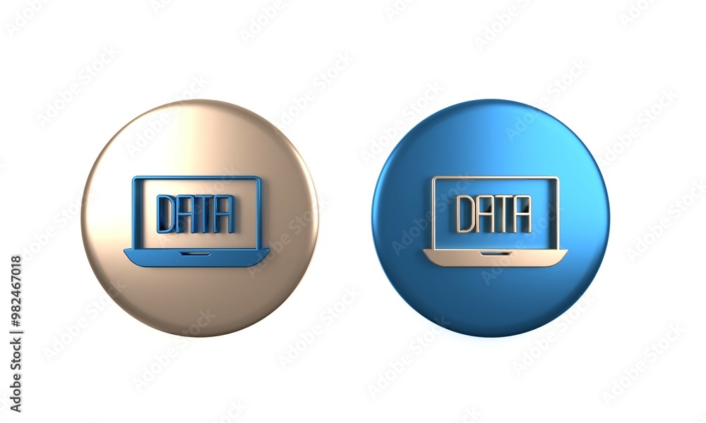 Poster colorful data analysis icon isolated on white background. business data analysis process, statistics