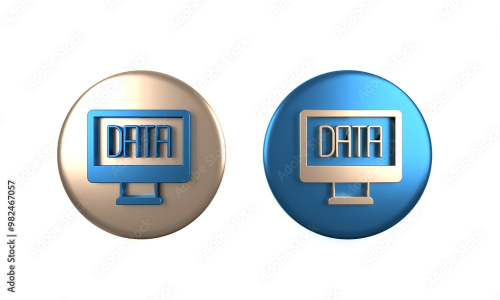 Poster colorful data analysis icon isolated on white background. business data analysis process, statistics