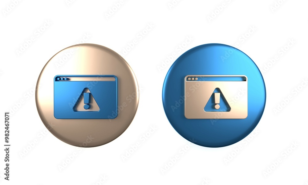 Aufkleber colorful browser with exclamation mark icon isolated on white background. alert message smartphone n