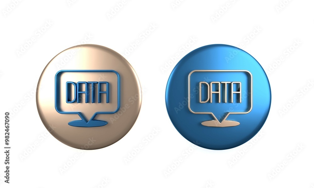Poster colorful data analysis icon isolated on white background. business data analysis process, statistics