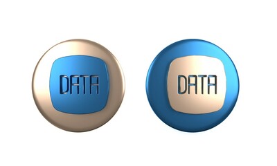 Colorful Data analysis icon isolated on white background. Business data analysis process, statistics. Charts and diagrams. Circle button. 3D render illustration
