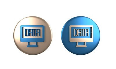 Colorful Data analysis icon isolated on white background. Business data analysis process, statistics. Charts and diagrams. Circle button. 3D render illustration