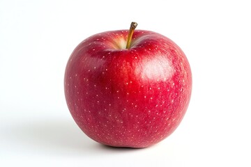 Closeup of bright red Apple isolated on white background.