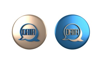Colorful Data analysis icon isolated on white background. Business data analysis process, statistics. Charts and diagrams. Circle button. 3D render illustration