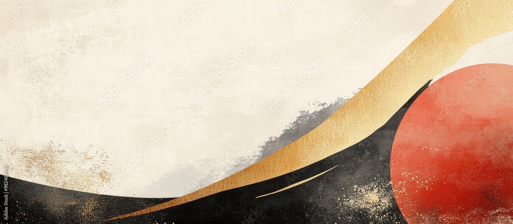 Poster abstract art design with golden elements and textured background