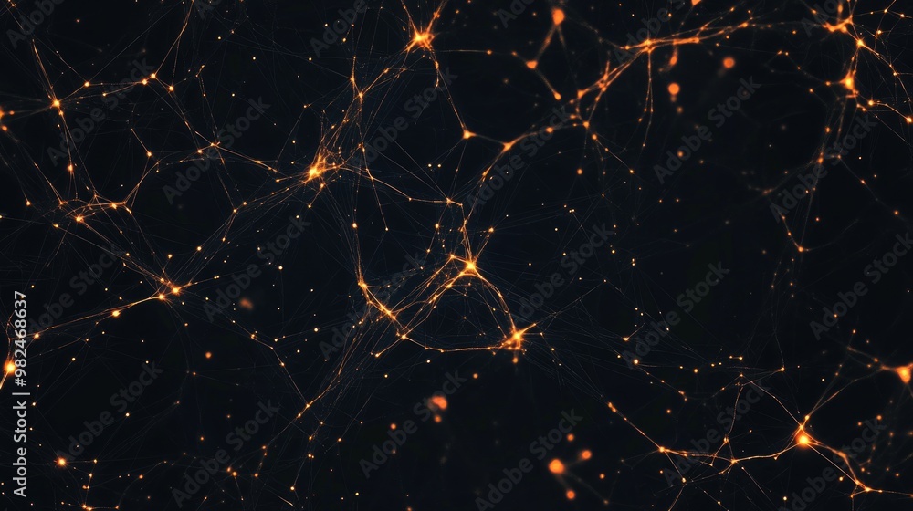 Aufkleber abstract background featuring interconnected glowing neurons in a black setting