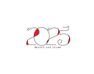 Happy New Year 2025 Text Typography Design Element flyer, banner design.