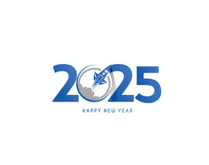 Happy New Year 2025 Text Typography Design Element flyer, banner design.