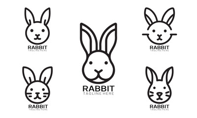 Set of Rabbit line art logo vector illustration