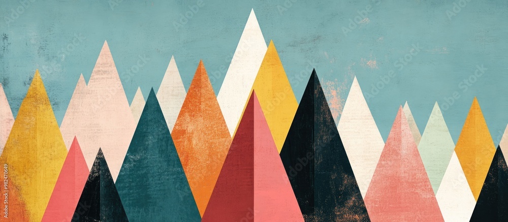 Poster Abstract Art Composition Featuring Colorful Triangular Rows