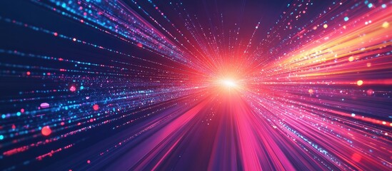 Naklejka premium Abstract Network Technology Data Communication Speed Light Background
