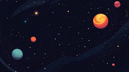 Fototapeta premium Cosmic Galaxy Background Space Scene With Dark Night Sky Sci Fi Solar System With Nebula And Planets