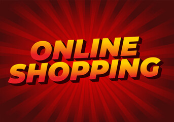 Online shopping. Text effect in 3D style with modern colors