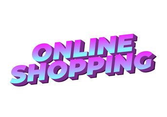 Online shopping. Text effect in 3D style with modern colors