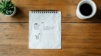 Creative business plan sketch on a napkin, concept of spontaneous business ideas
