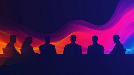 A vibrant digital graph showcasing statistical data trends with colorful lines and dots against a modern grid background, Business idea concept.