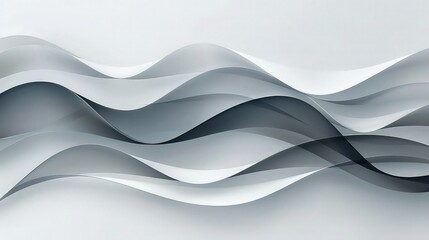 An interplay of light and shadow in abstract waves, with subtle gradients of gray and white creating depth and movement.