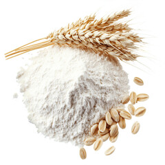 Wheat and flour isolated on a transparent background