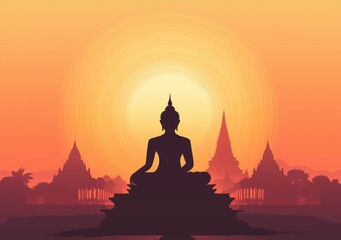 lord of Buddha sculpture in sitting pose is setting in the temple