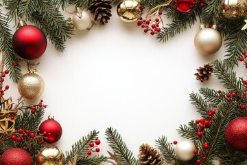 Christmas Ornament Frame on White Background