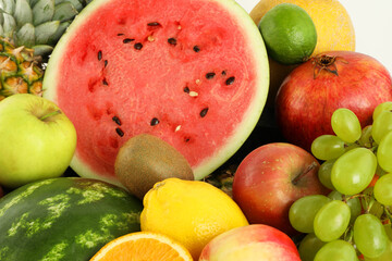 Many different fresh fruits as background, closeup