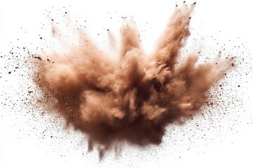 Brown Dust Explosion on White Background