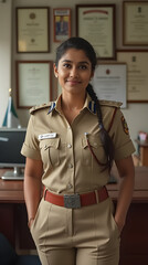 Indian Woman Police Officer in Uniform at Office