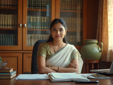 Indian Female IAS Officer Working in Office