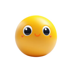 Fototapeta premium A cute yellow smiley character with big eyes, perfect for cheerful designs and children's illustrations., isolated on a transparent background.