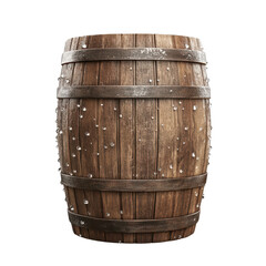 Obraz premium A rustic wooden barrel, perfect for adding a touch of vintage charm to any setting, ideal for storage or decoration., isolated on a transparent background.
